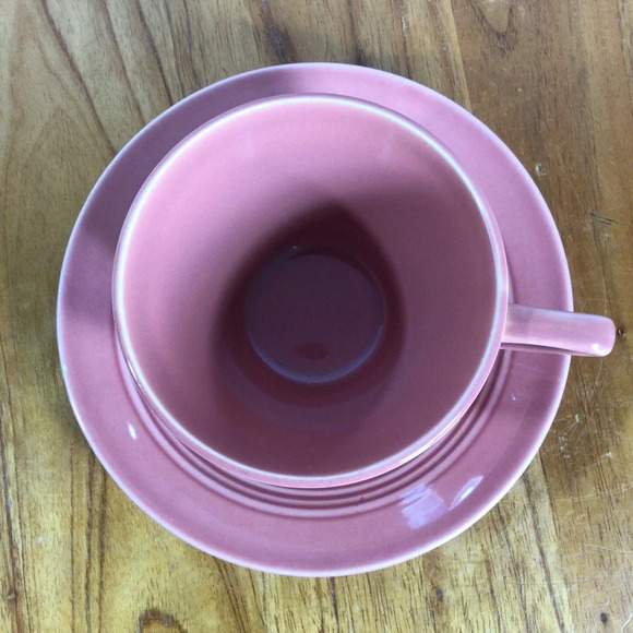 Vintage Homer Laughlin Harlequin Mauve Rose Fiesta Cup and Saucer Set - Picture 5 of 8